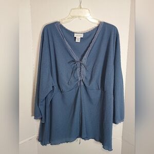 Avenue Blue Lace-Trimmed Blouse Size 26/28⁵